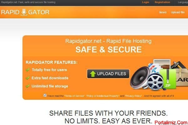 Personal private cloud hosting Rapidgator.net website layout