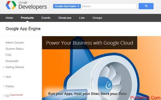 Google App Engine homepage for web developers CDN storage