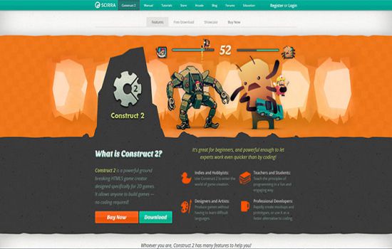 Construct 2 Javascript & HTML5 game engine library