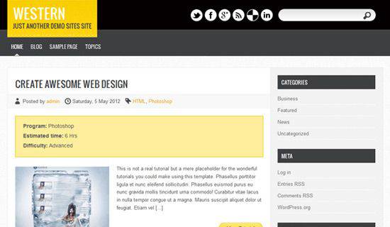 Western Wordpres Tema ekran görüntüsü